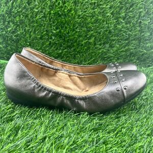 Naturalizer Women's 6 Pewter Metallic Ballet Flats Studded Comfort Shoes